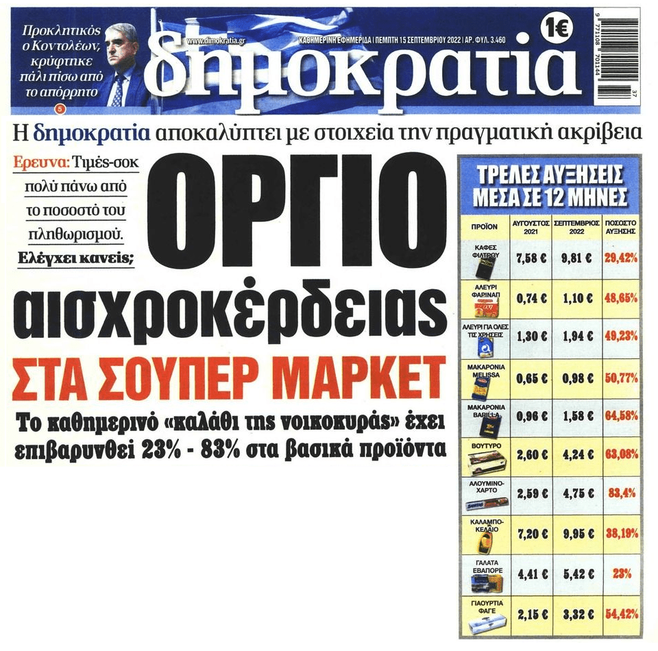 Ληστεία από παντού: Όργιο αισχροκέρδειας στα σούπερ μάρκετ