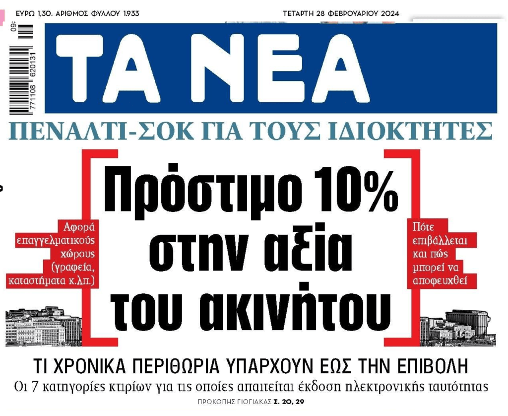 Ακίνητα: Πρόστιμα σοκ για την ηλεκτρονική ταυτότητα