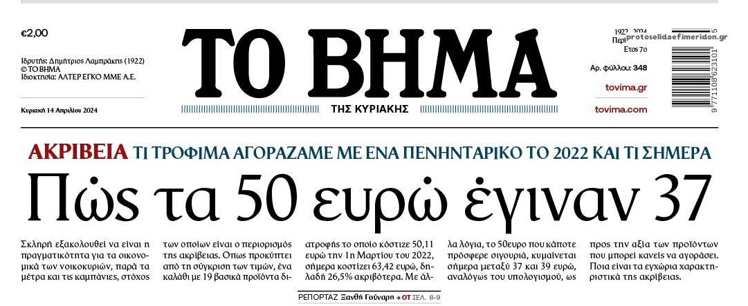 Ακρίβεια: Πως τα 50€ έγιναν...37€!
