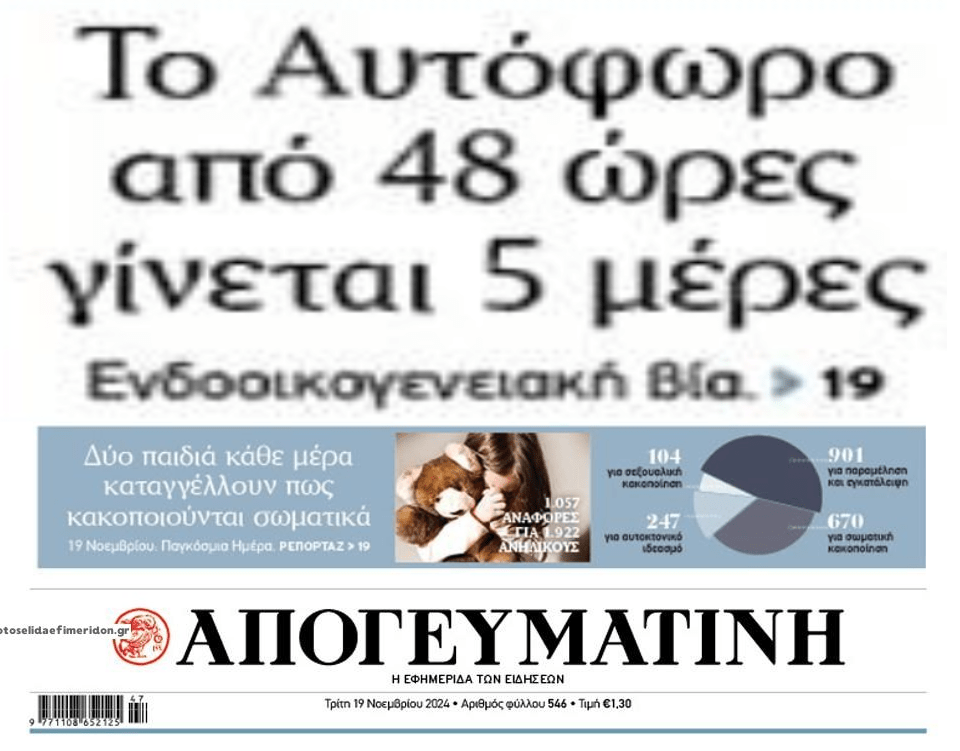 Ενδοοικογενειακή βία: Αυξάνεται σε 5 ημέρες το αυτόφωρο