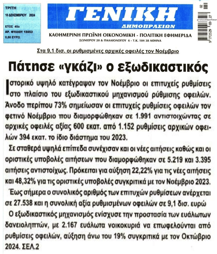 Εξωδικαστικός: Πανηγυρίζουν για ρυθμίσεις χρεών ύψους 9 δις, ενώ το ιδιωτικό χρέος ξεπερνά τα 350!!