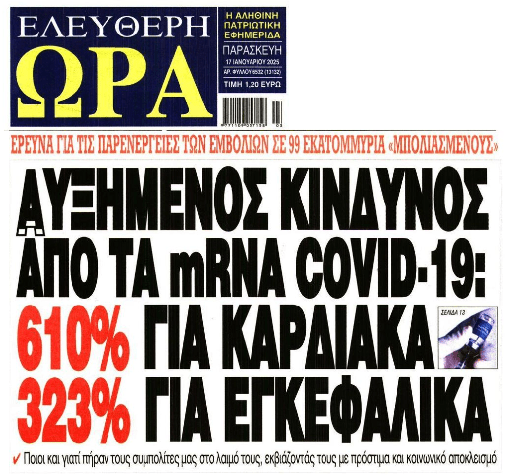 Παρενέργειες κορωνο-εμβολίων: Εκτόξευση εγκεφαλικών και καρδιακών!