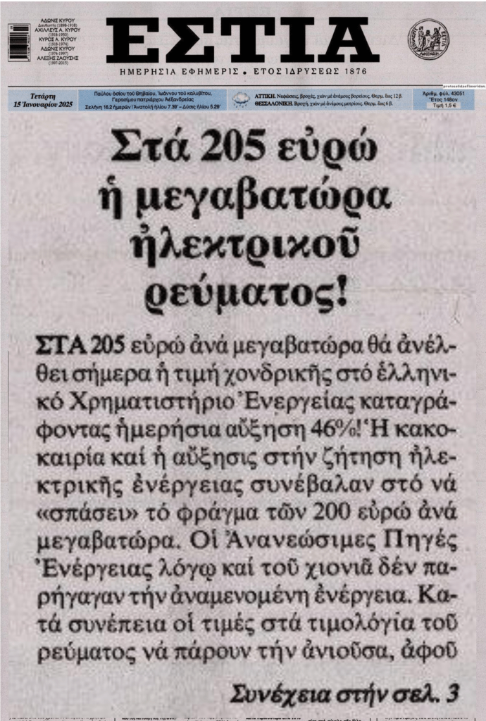 Ηλεκτροσόκ με χονδρική τιμή στο ρεύμα!