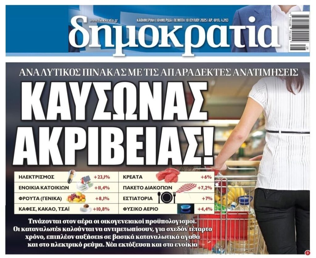 Ακρίβεια δίχως τέλος. Σε απόγνωση τα νοικοκυριά!