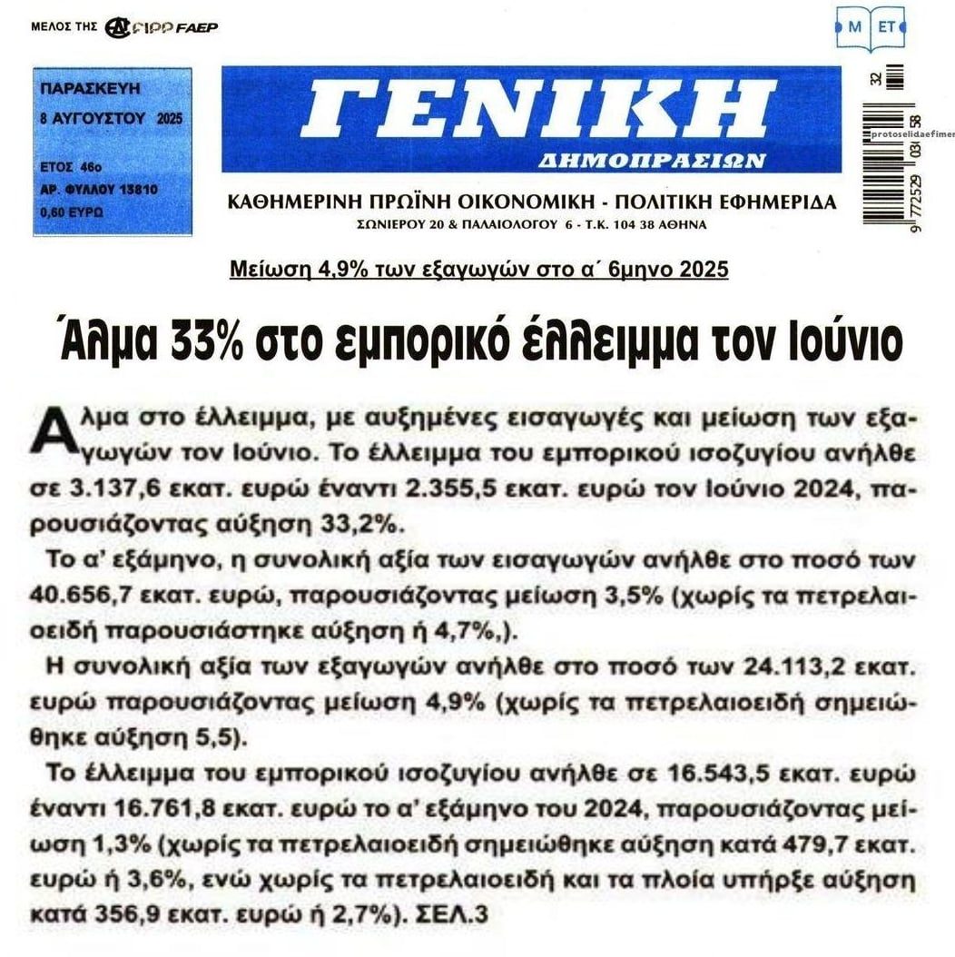 Φόβοι για περεταίρω διόγκωση του εμπορικού ελλείμματος!