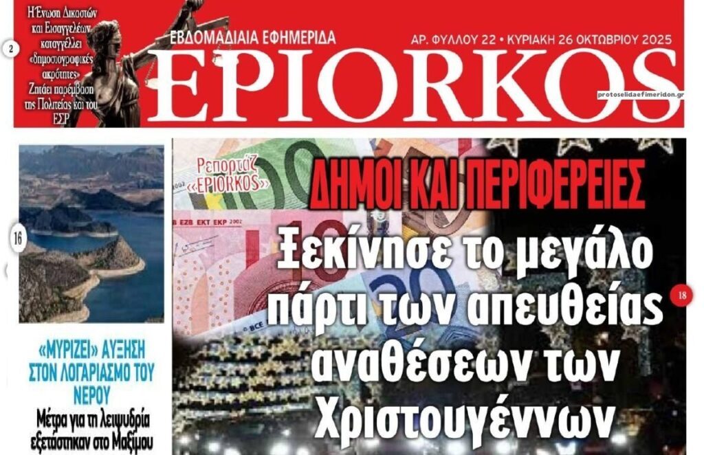 “Μυρίζουν” αυξήσεις στο νερό και ξεκίνησε το “Χριστουγεννιάτικο πάρτι” απευθείας αναθέσεων….