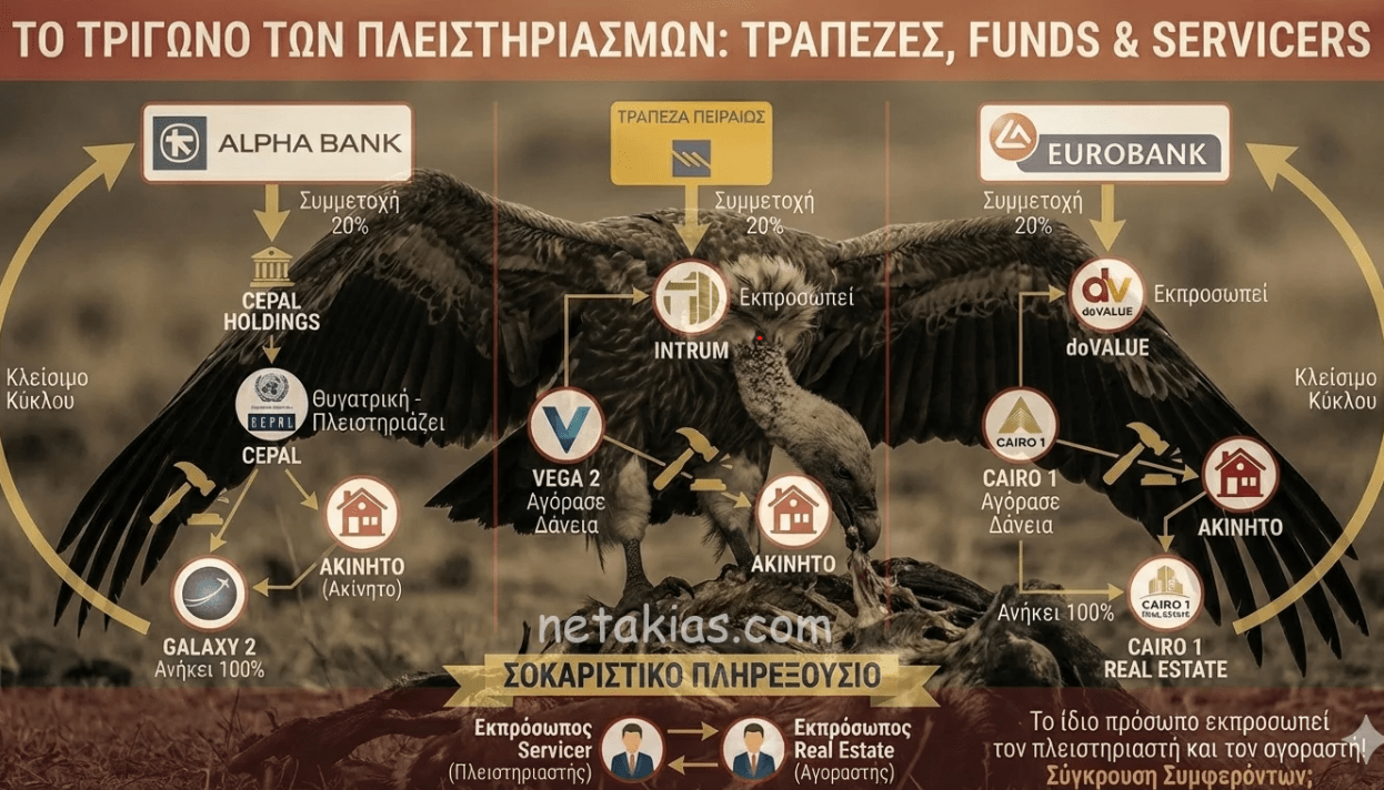 «Τρίγωνο των Βερμούδων» των Πλειστηριασμών: Πώς Τράπεζες, Funds και Servicers «αρπάζουν» τα Ακίνητα των Πολιτών