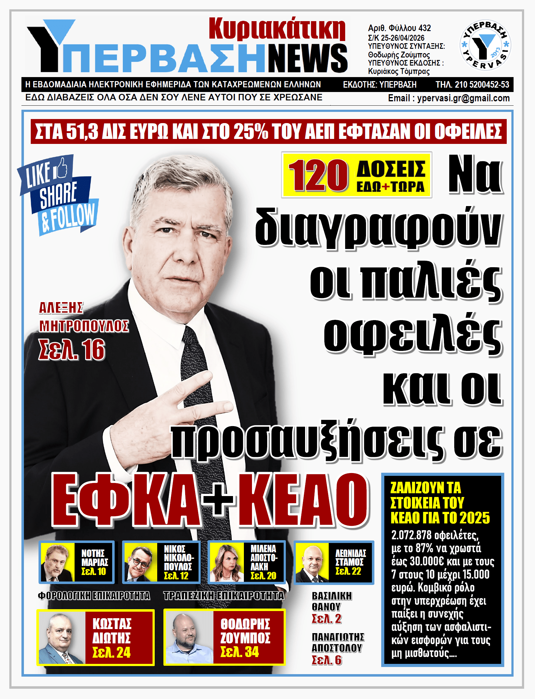 ΥΠΕΡΒΑΣΗ NEWS 26-04-2026 | Να διαγραφούν οι παλιές οφειλές και οι προσαυξήσεις σε ΕΦΚΑ+ΚΕΑΟ