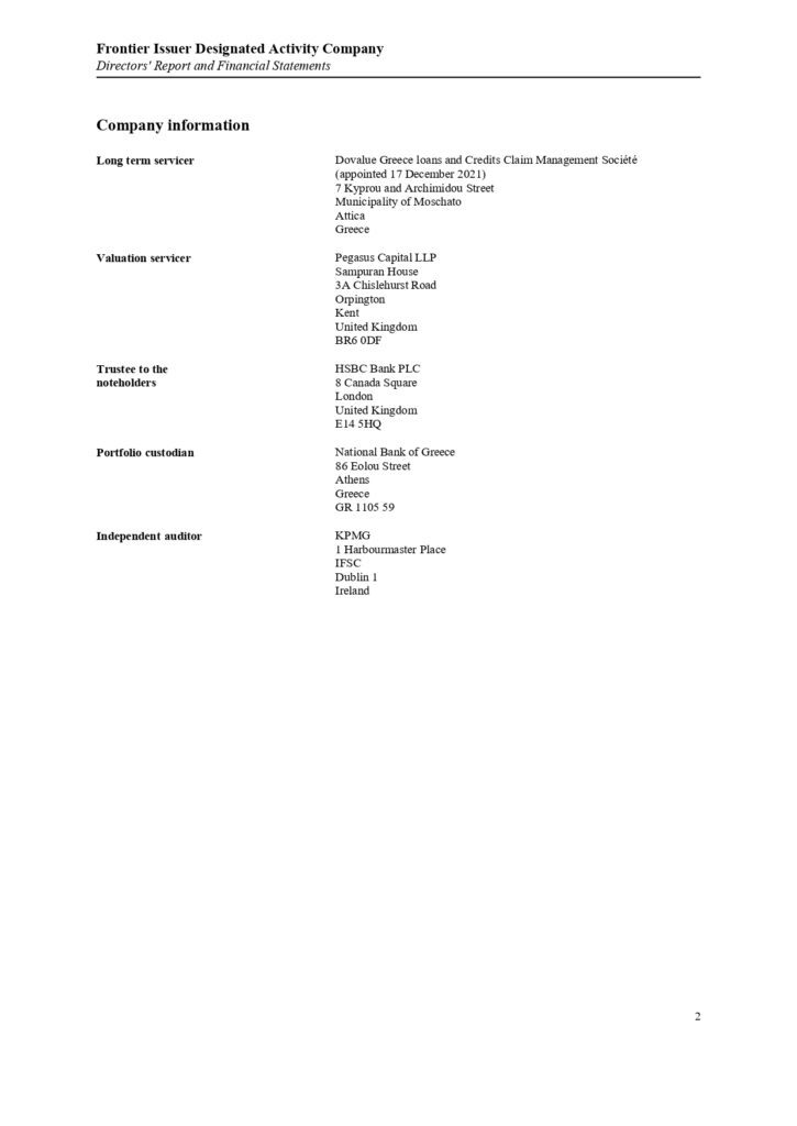 ΠΑΡΑΡΤΗΜΑ Γ Frontier Issuer DAC Annual Report and Audited Financial Statements 31.12.2021.pdf page 0004