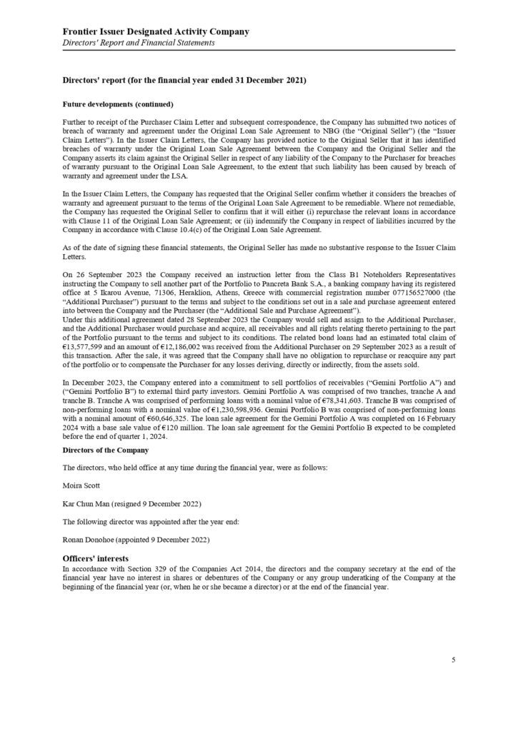 ΠΑΡΑΡΤΗΜΑ Γ Frontier Issuer DAC Annual Report and Audited Financial Statements 31.12.2021.pdf page 0007