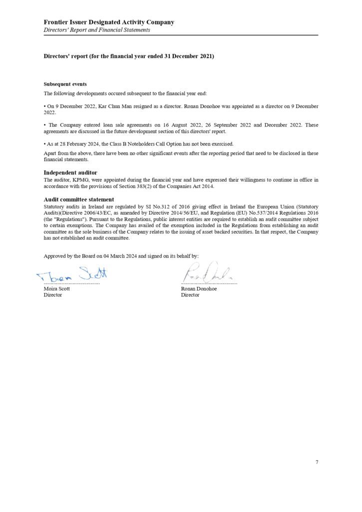 ΠΑΡΑΡΤΗΜΑ Γ Frontier Issuer DAC Annual Report and Audited Financial Statements 31.12.2021.pdf page 0009