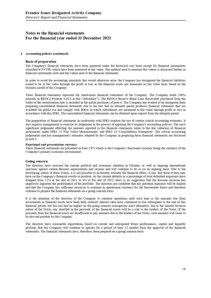 ΠΑΡΑΡΤΗΜΑ Γ Frontier Issuer DAC Annual Report and Audited Financial Statements 31.12.2021.pdf page 0020