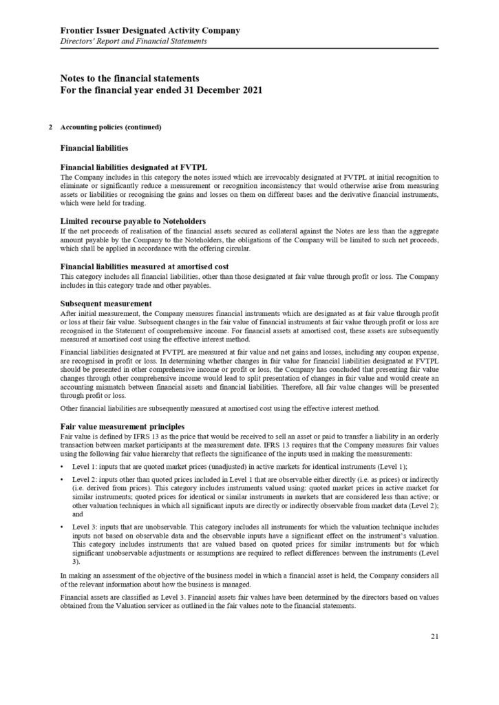 ΠΑΡΑΡΤΗΜΑ Γ Frontier Issuer DAC Annual Report and Audited Financial Statements 31.12.2021.pdf page 0023