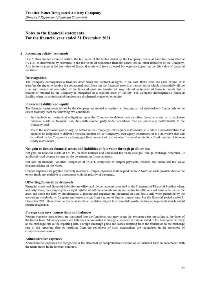 ΠΑΡΑΡΤΗΜΑ Γ Frontier Issuer DAC Annual Report and Audited Financial Statements 31.12.2021.pdf page 0024