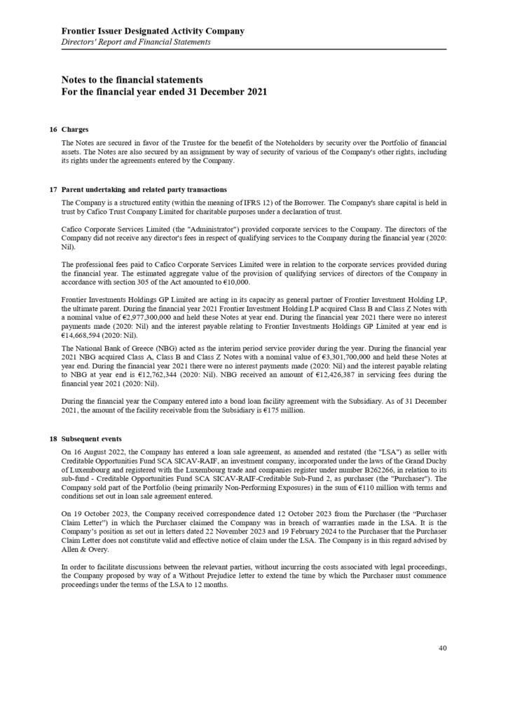 ΠΑΡΑΡΤΗΜΑ Γ Frontier Issuer DAC Annual Report and Audited Financial Statements 31.12.2021.pdf page 0042