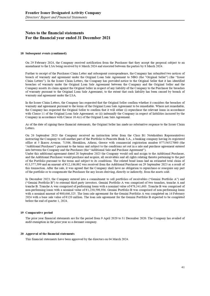 ΠΑΡΑΡΤΗΜΑ Γ Frontier Issuer DAC Annual Report and Audited Financial Statements 31.12.2021.pdf page 0043