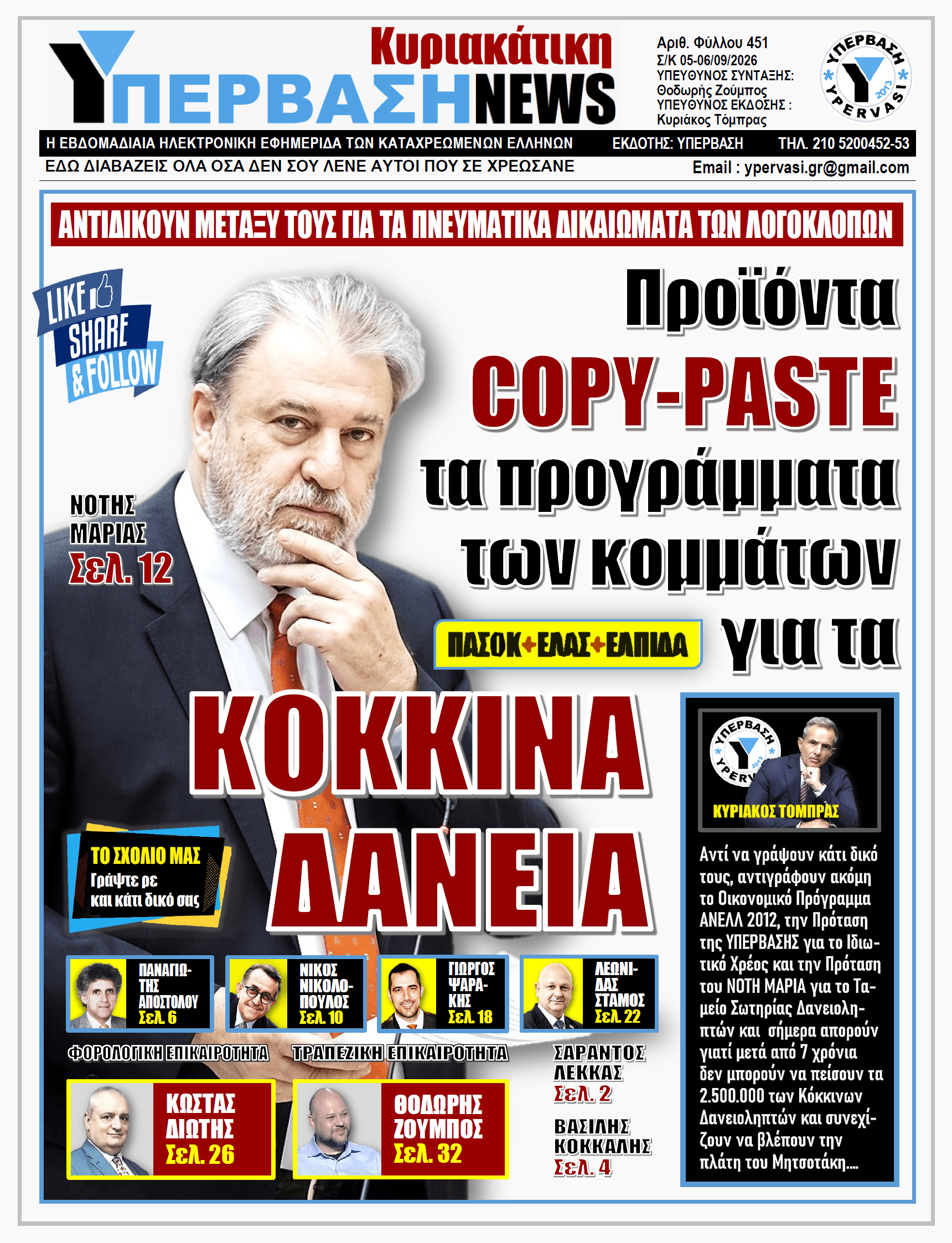 ΥΠΕΡΒΑΣΗ NEWS 06-09-2026 | Προϊόντα COPY-PASTE τα προγράμματα των κομμάτων για τα ΚΟΚΚΙΝΑ ΔΑΝΕΙΑ